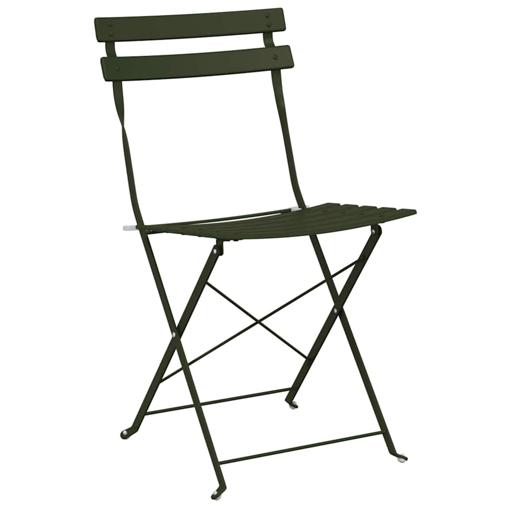 Garden Folding Chair Folding 2 pcs Green 42 x 46 x 82cm Steel