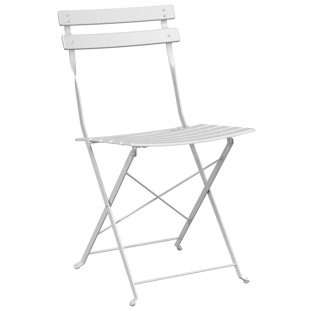 Garden Folding Chair Folding 2 pcs White 42 x 46 x 82cm Steel