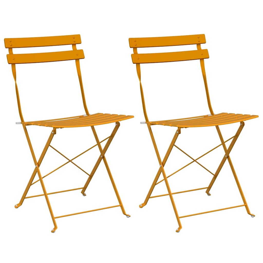 Garden Folding Chair Folding 2 pcs Mustard 42 x 46 x 82cm Steel