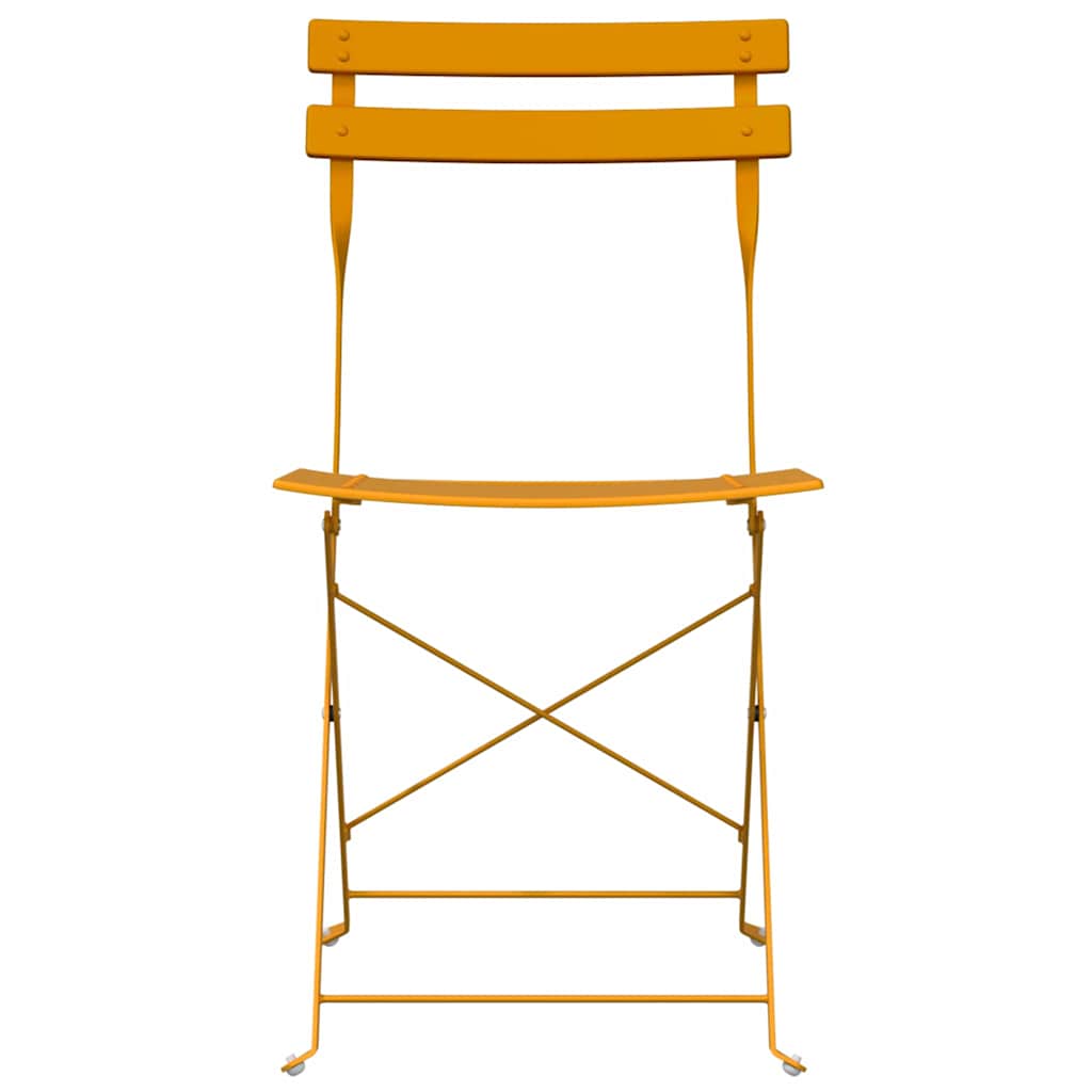 Garden Folding Chair Folding 2 pcs Mustard 42 x 46 x 82cm Steel