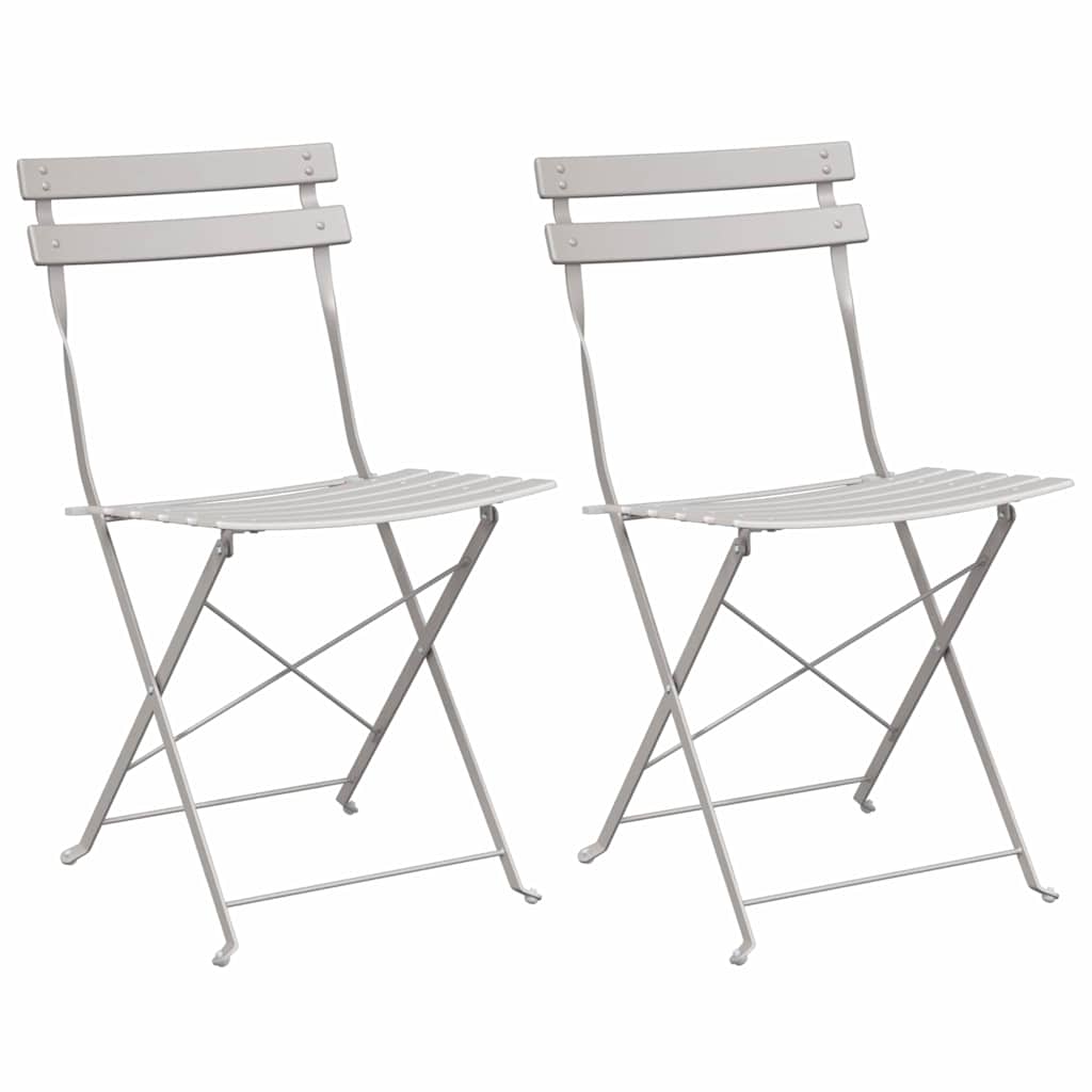 Garden Folding Chair Folding 2 pcs Beige 42 x 46 x 82cm Steel