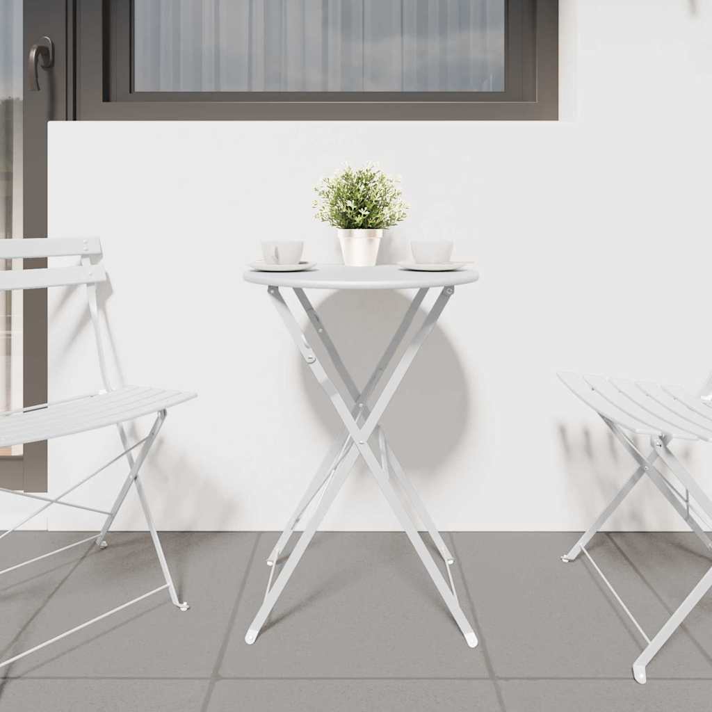 Bistro Table Folding White Ø50x71 cm Powder-coated Steel