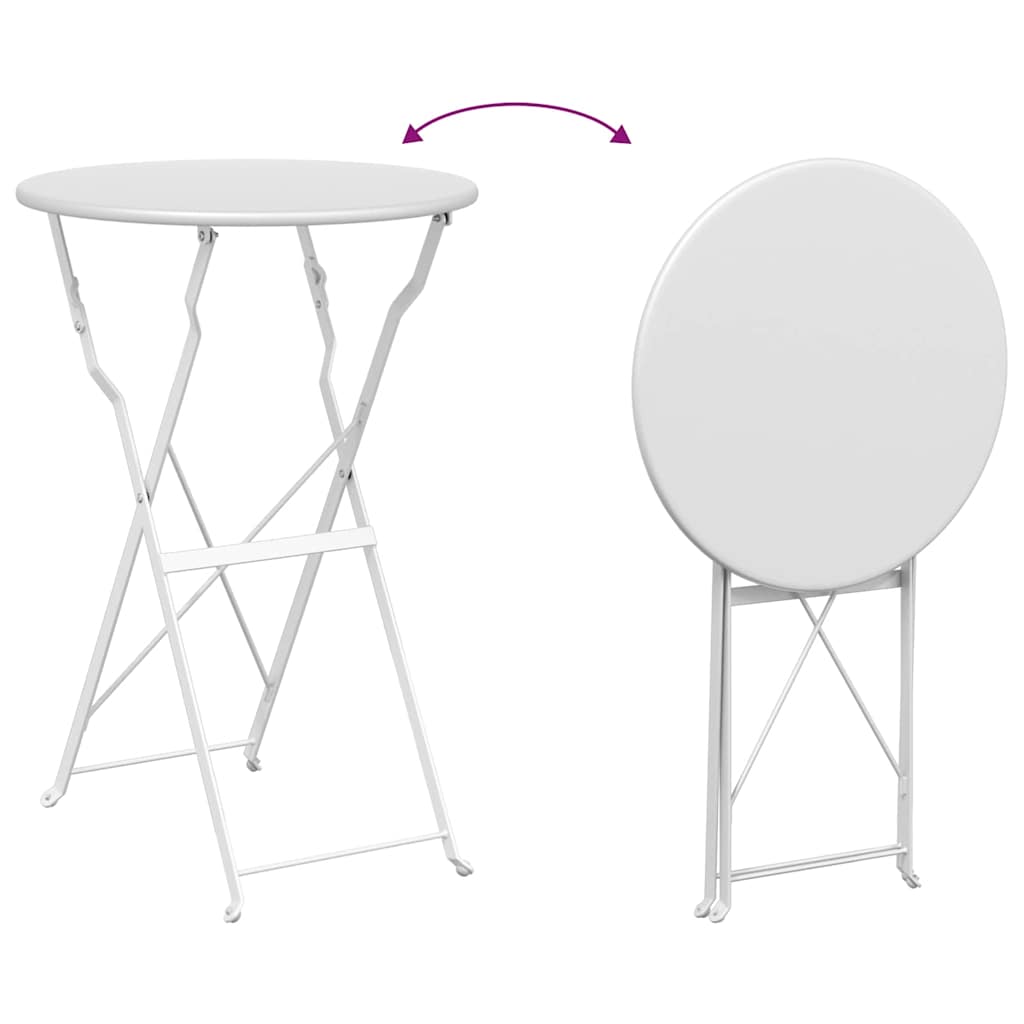 Bistro Table Folding White Ø50x71 cm Powder-coated Steel
