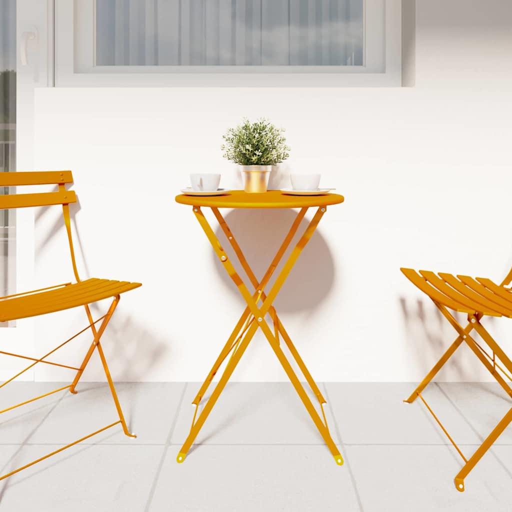 Bistro Table Folding Mustard Ø50x71 cm Powder-coated Steel