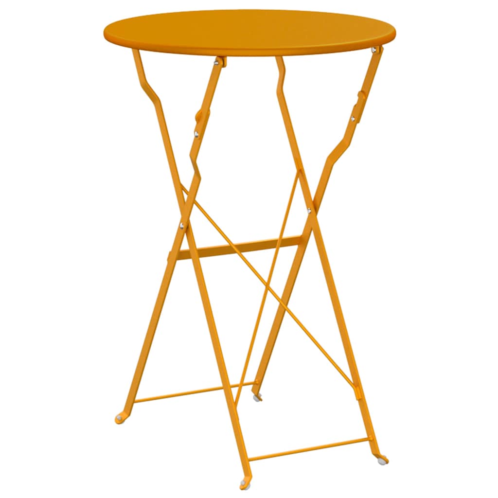 Bistro Table Folding Mustard Ø50x71 cm Powder-coated Steel