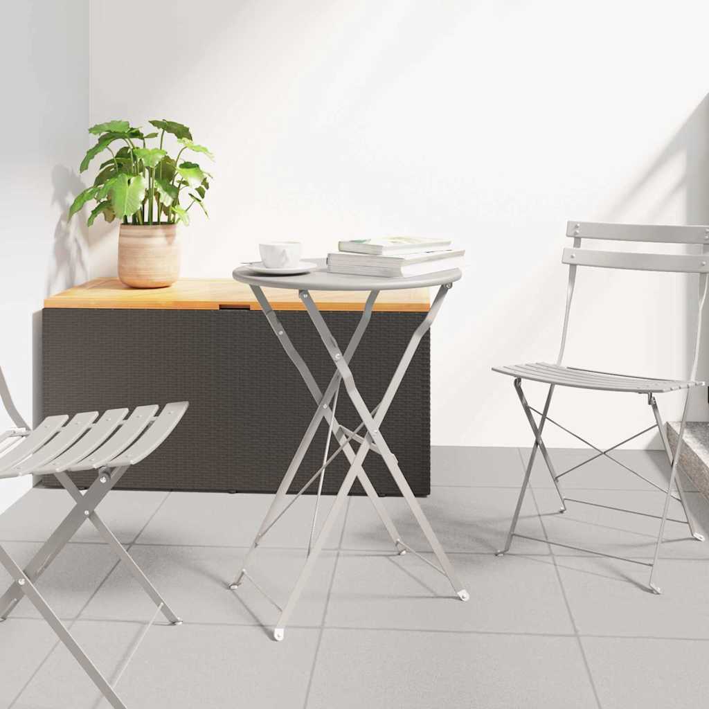 Bistro Table Folding Beige Ø50x71 cm Powder-coated Steel