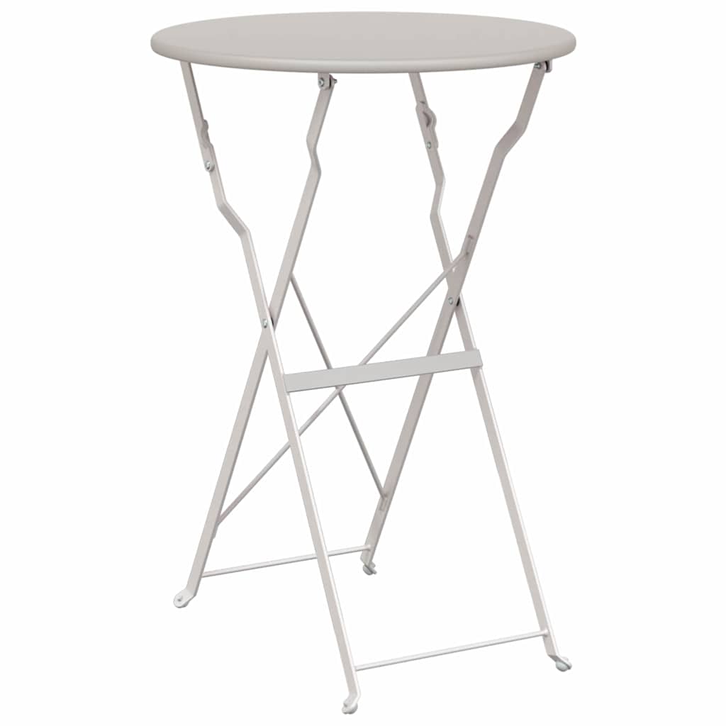 Bistro Table Folding Beige Ø50x71 cm Powder-coated Steel