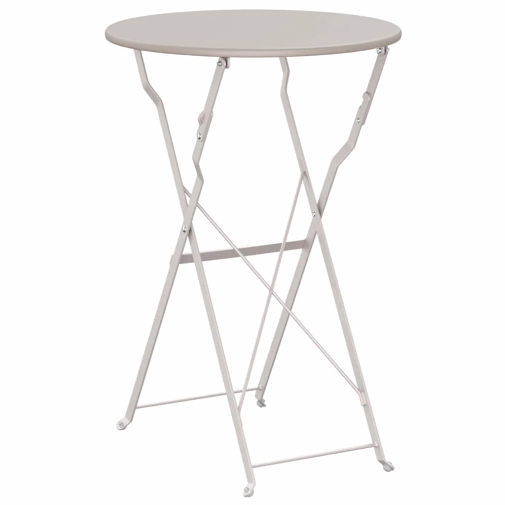 Bistro Table Folding Beige Ø50x71 cm Powder-coated Steel