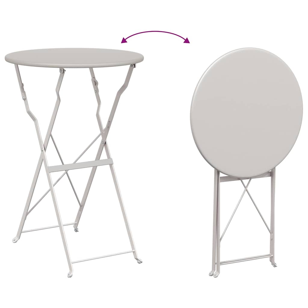 Bistro Table Folding Beige Ø50x71 cm Powder-coated Steel