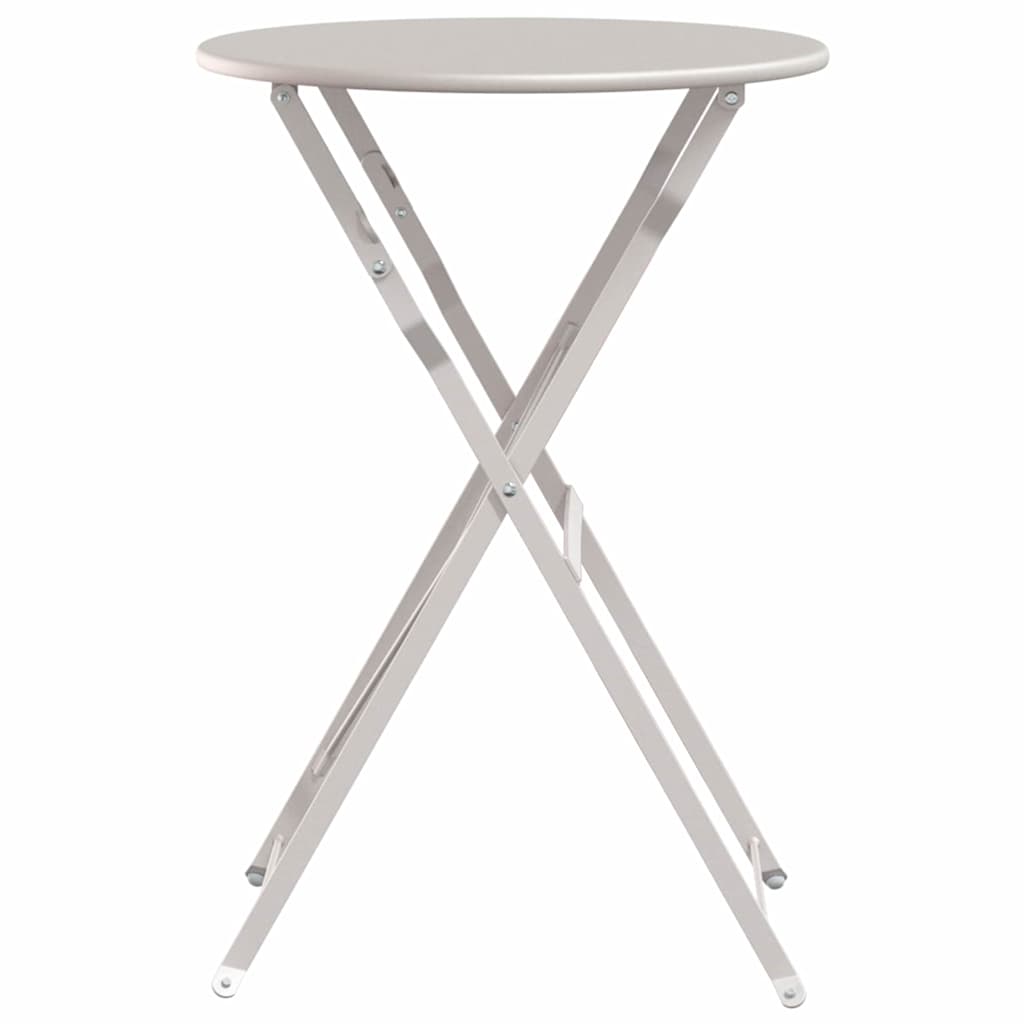 Bistro Table Folding Beige Ø50x71 cm Powder-coated Steel