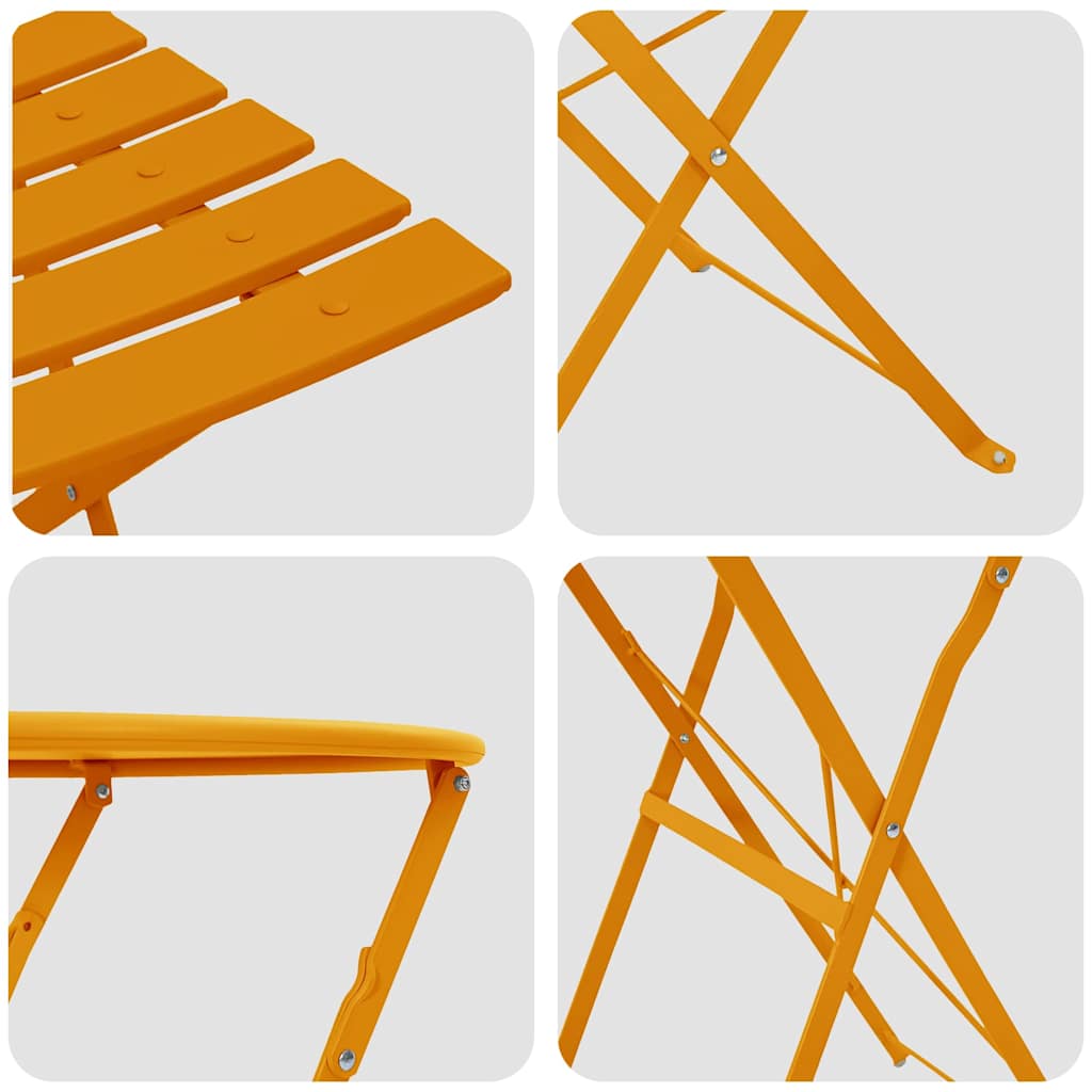 Folding Bistro Set 3 pcs Mustard Steel