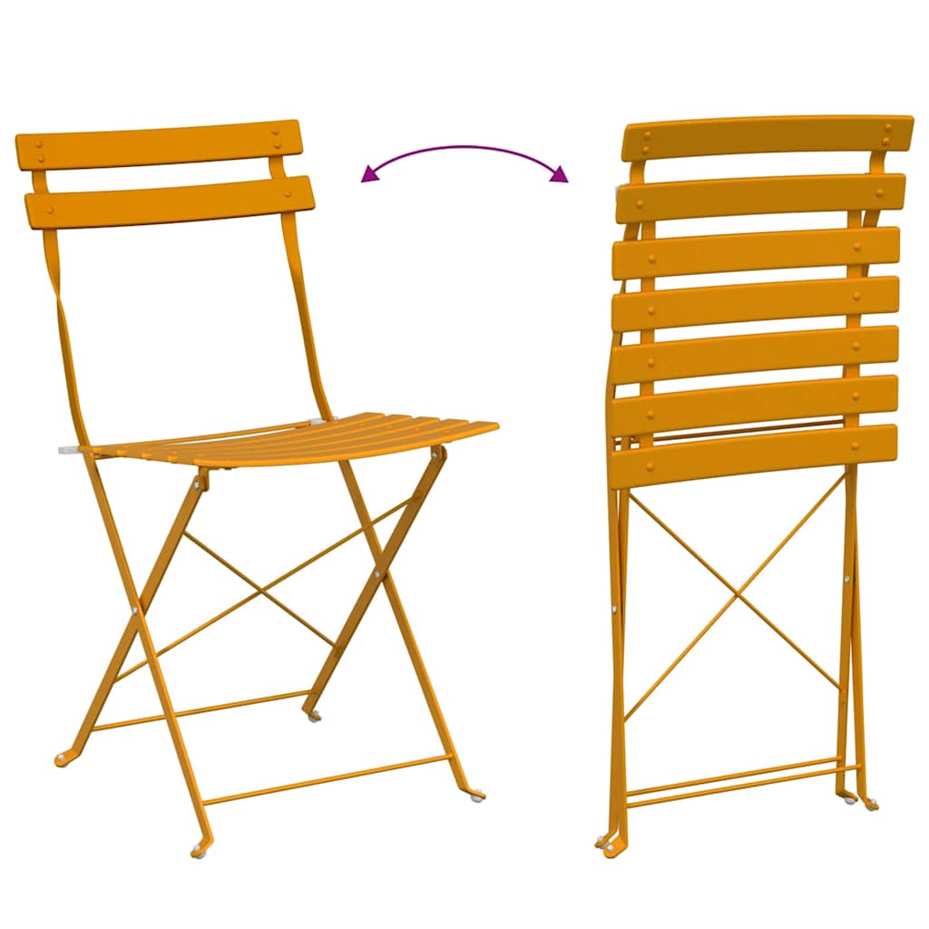 Folding Bistro Set 3 pcs Mustard Steel