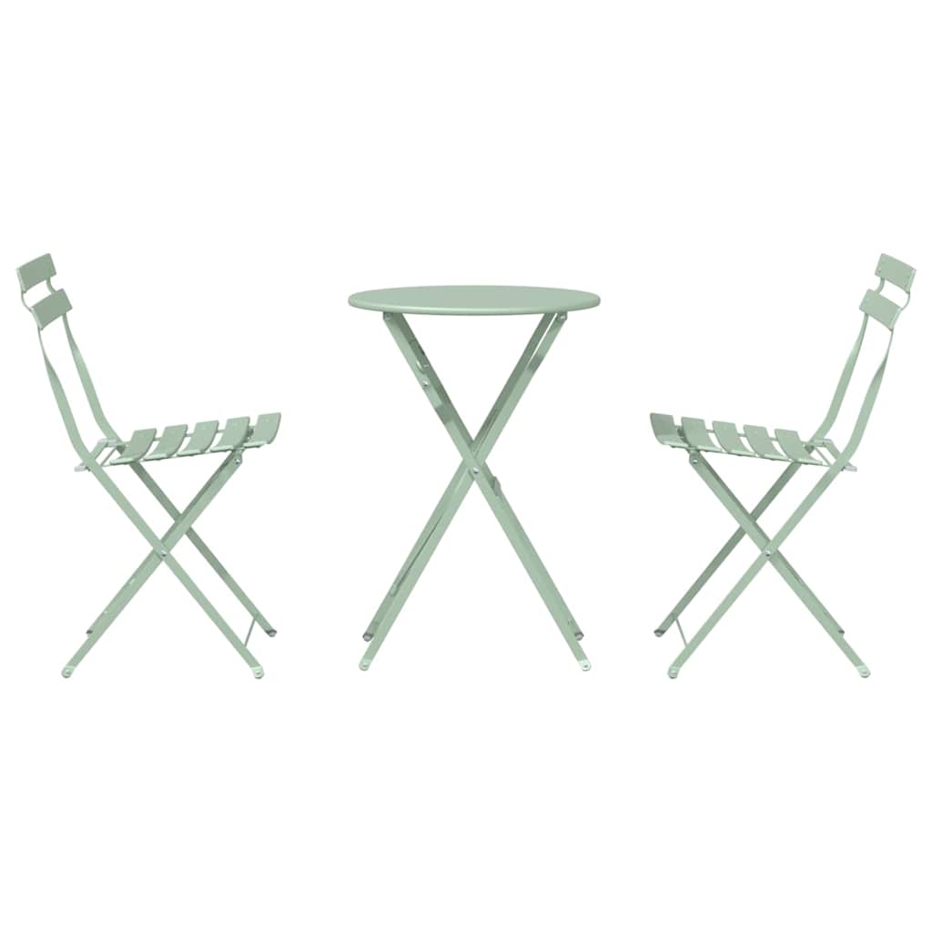 Folding Bistro Set 3 pcs Light mint Steel
