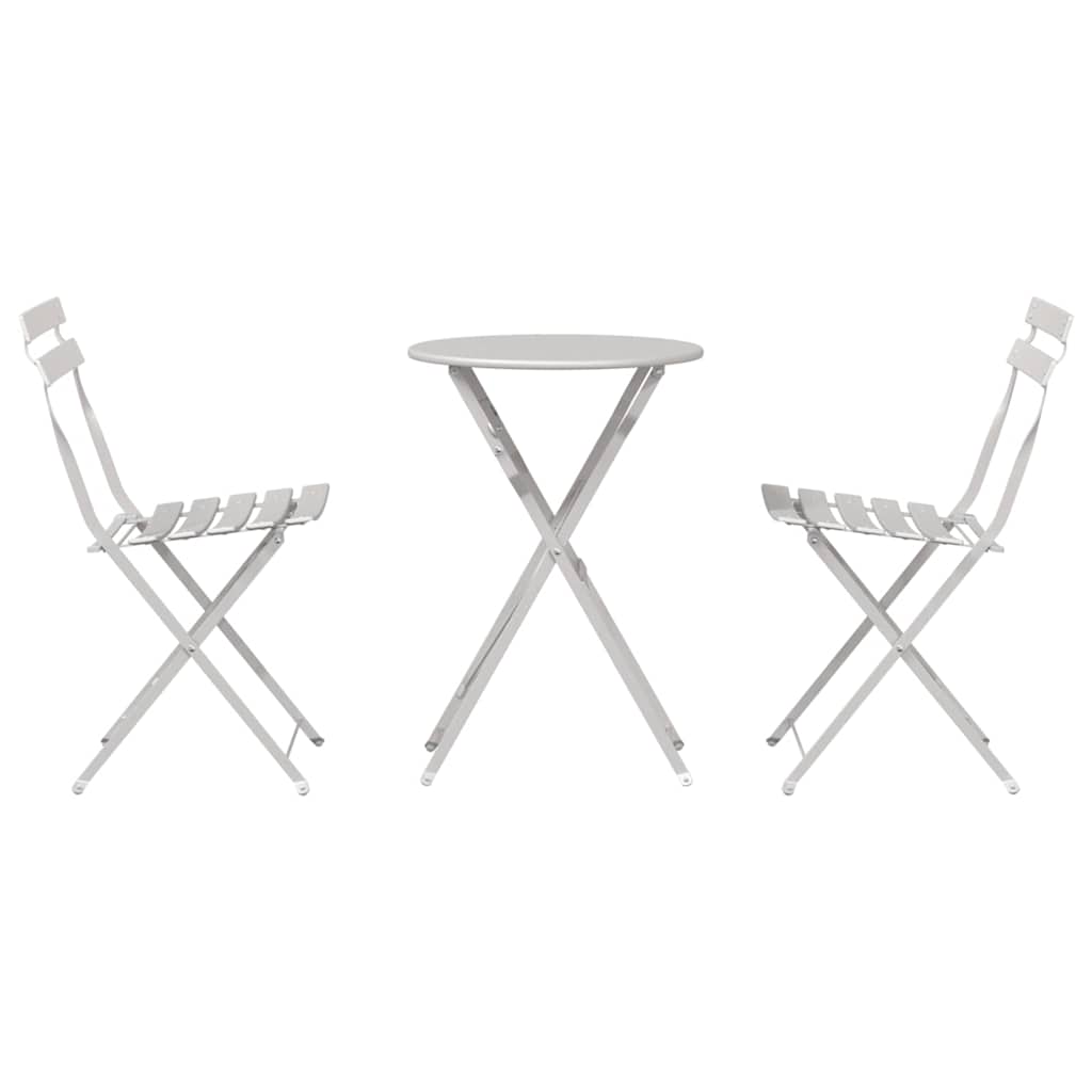 Folding Bistro Set 3 pcs Beige Steel