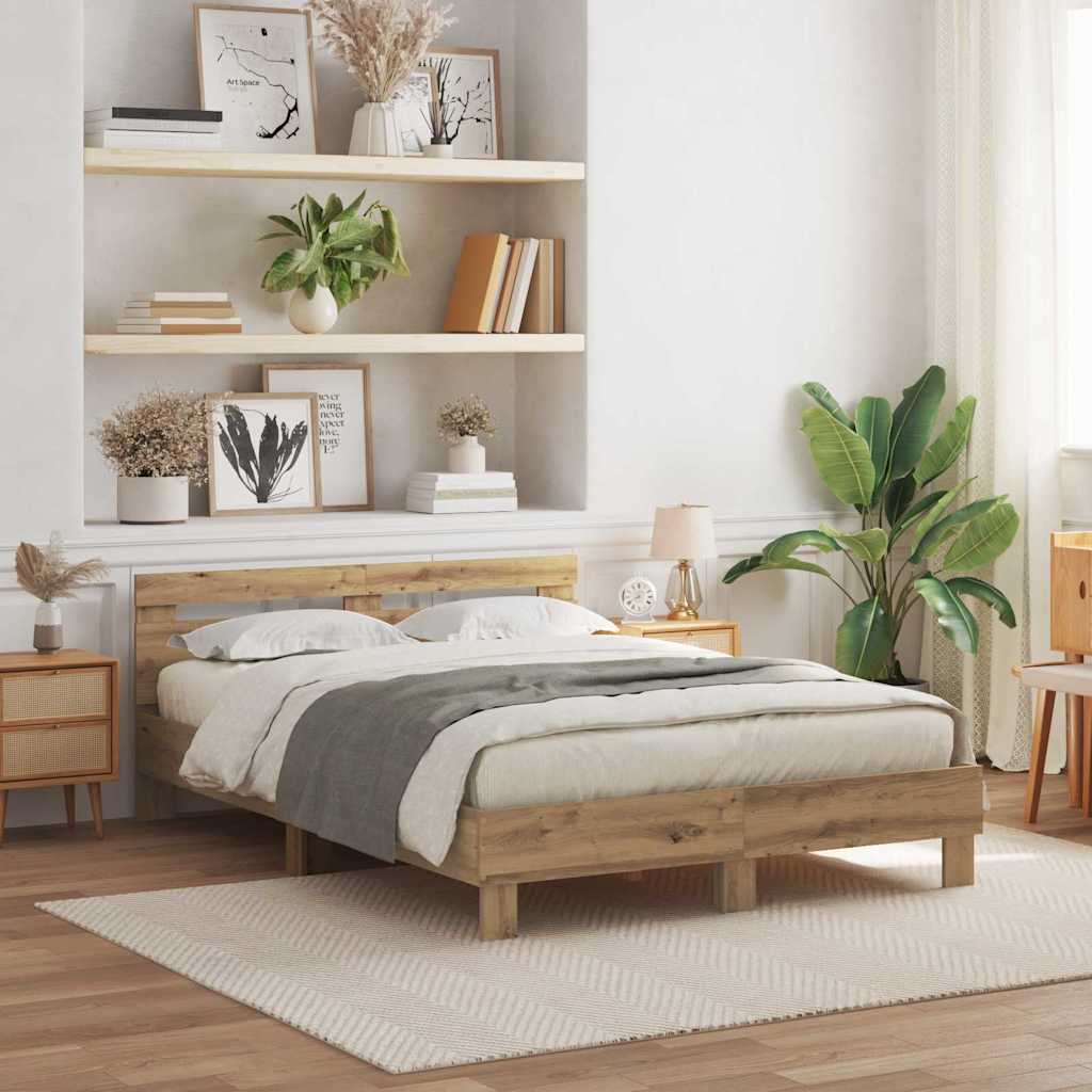 Bed Frame Artisan oak 150 x 200 cm Engineered wood