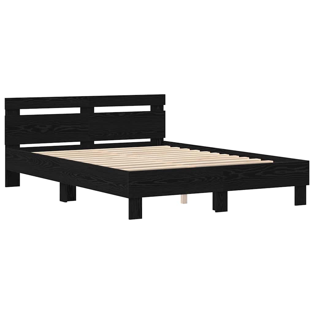 Bed Frame with Headboard Black oak 150 x 200 cm Engineered wood