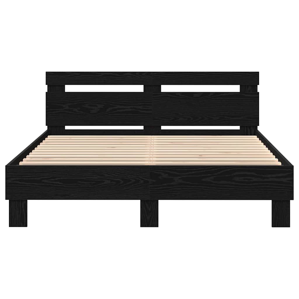 Bed Frame with Headboard Black oak 150 x 200 cm Engineered wood