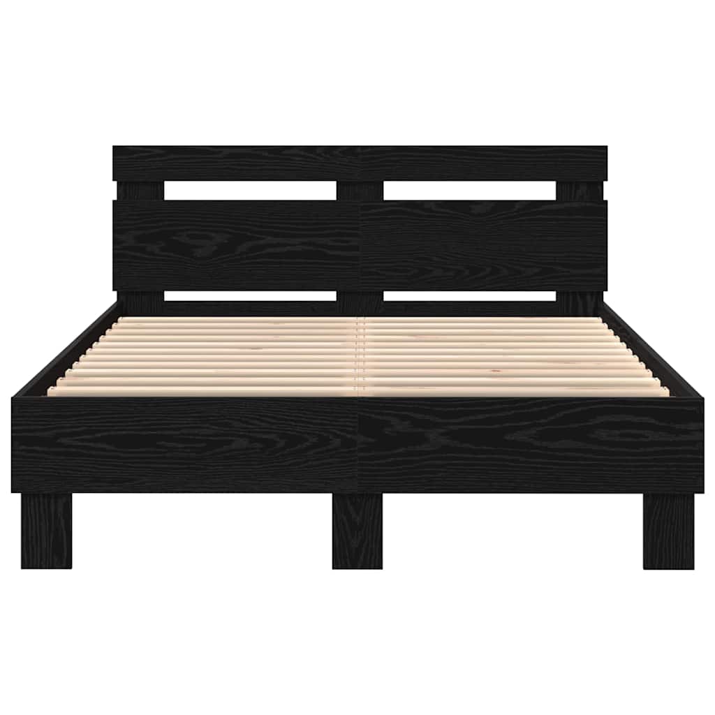 Bed Frame with Headboard Black oak 120 x 200 cm Engineered wood