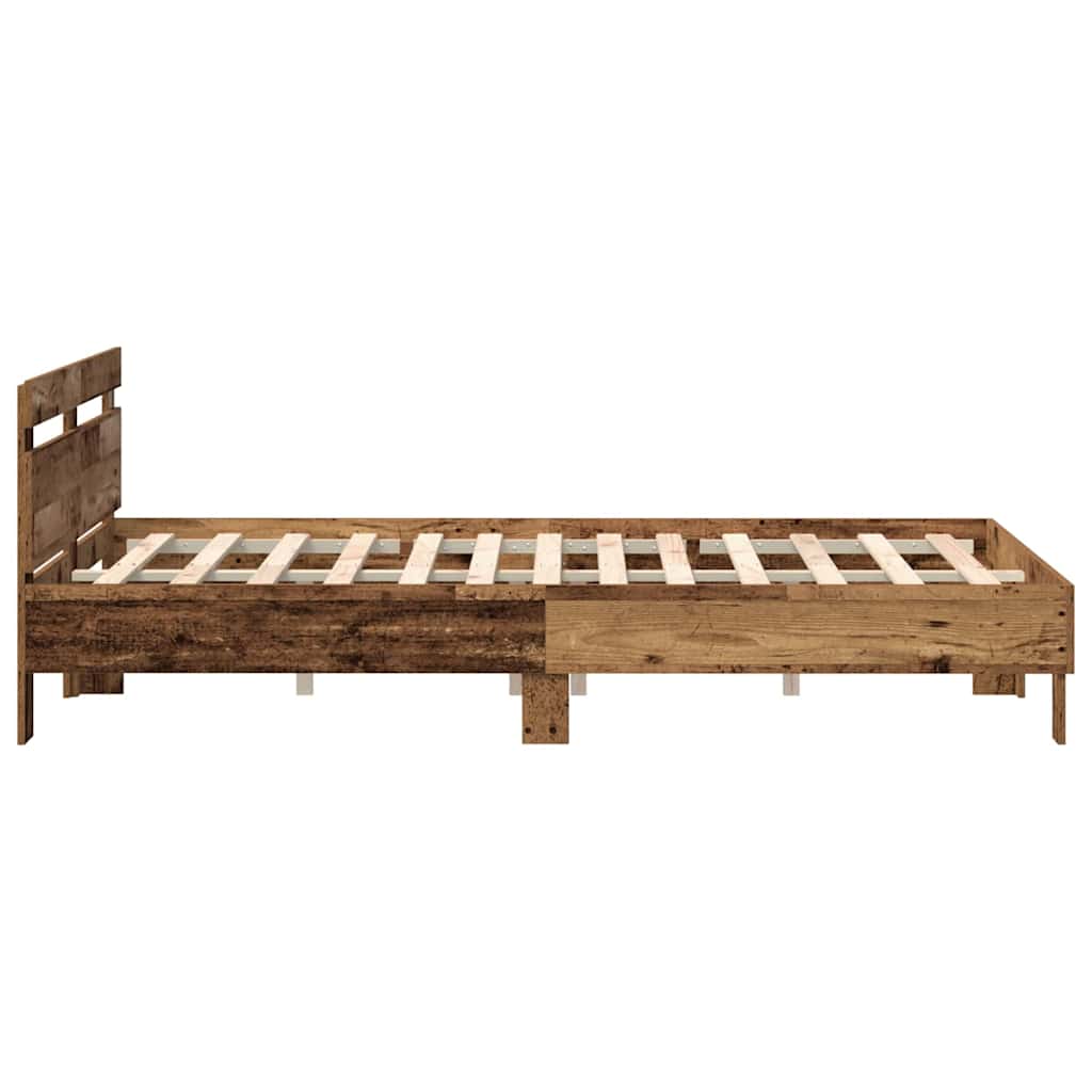 Bed Frame with Headboard Old wood 140 x 190 cm Engineered wood