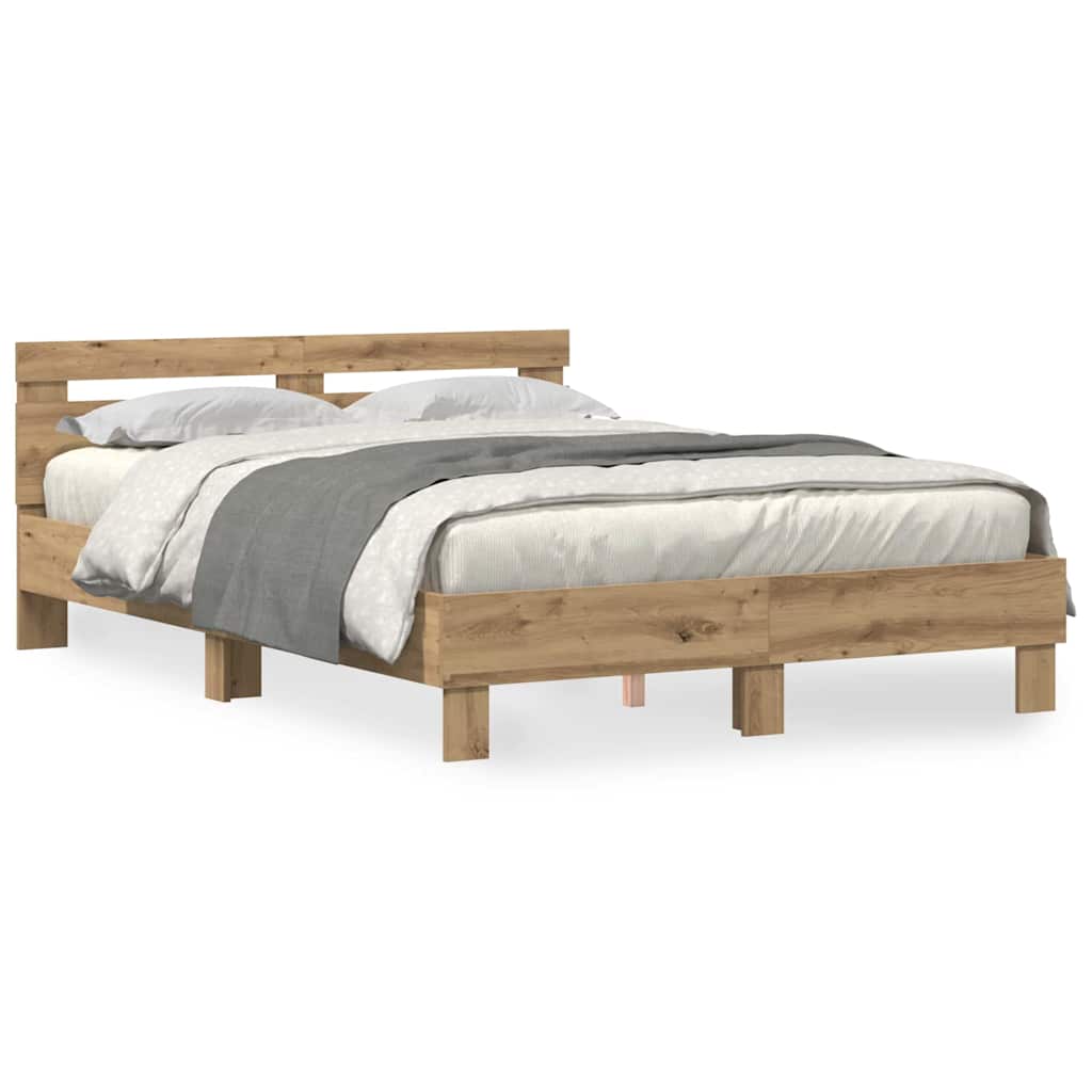 Bed Frame Artisan oak 140 x 190 cm Engineered wood