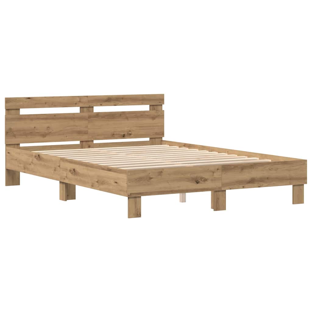 Bed Frame Artisan oak 140 x 190 cm Engineered wood