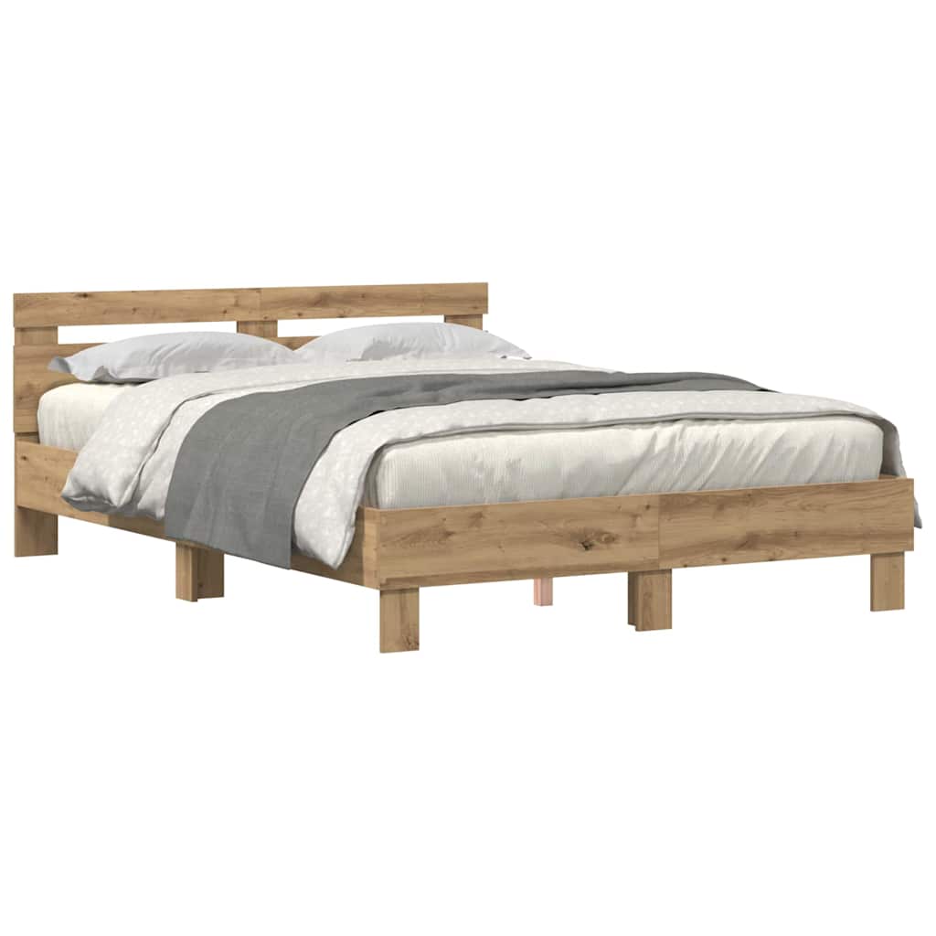 Bed Frame Artisan oak 140 x 190 cm Engineered wood