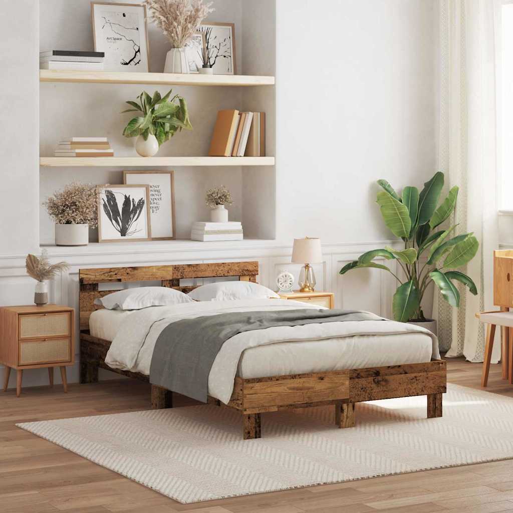 Bed Frame with Headboard Old wood 120 x 190 cm Engineered wood
