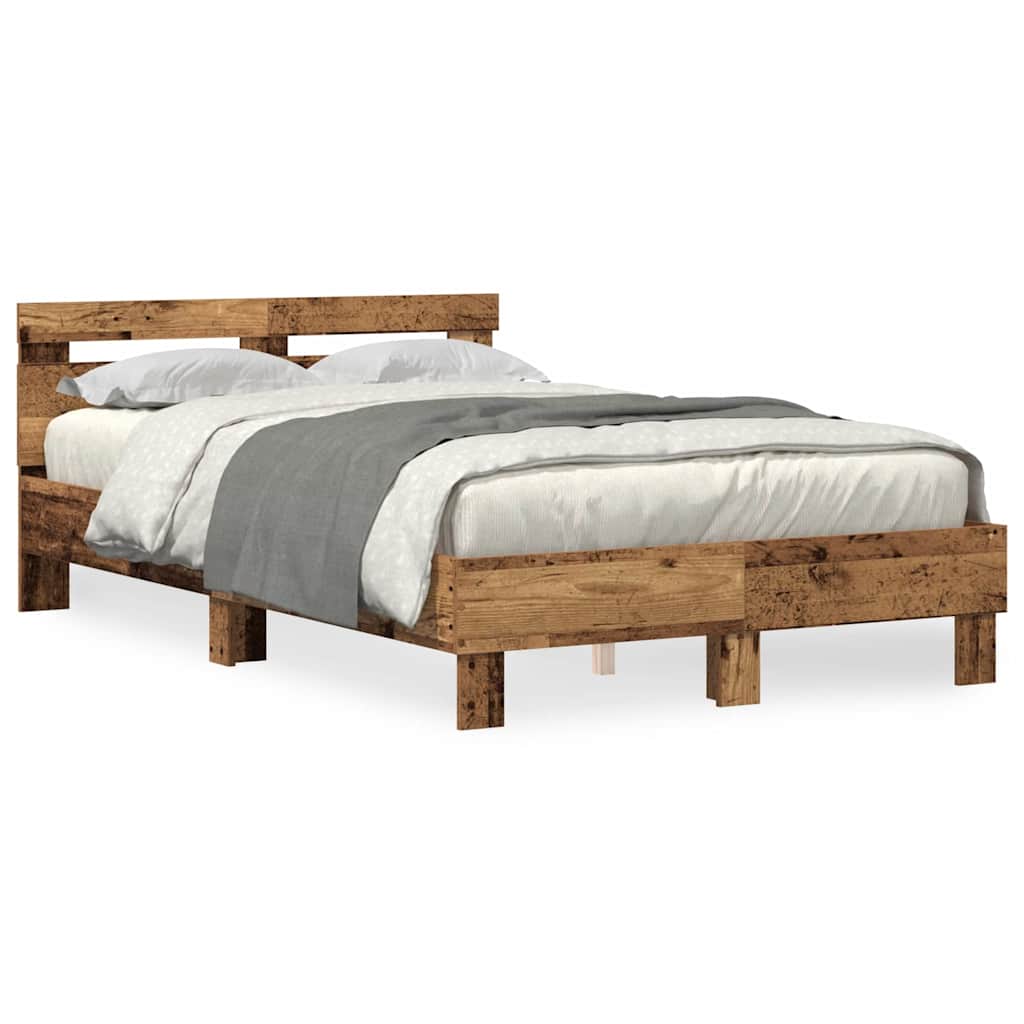 Bed Frame with Headboard Old wood 120 x 190 cm Engineered wood