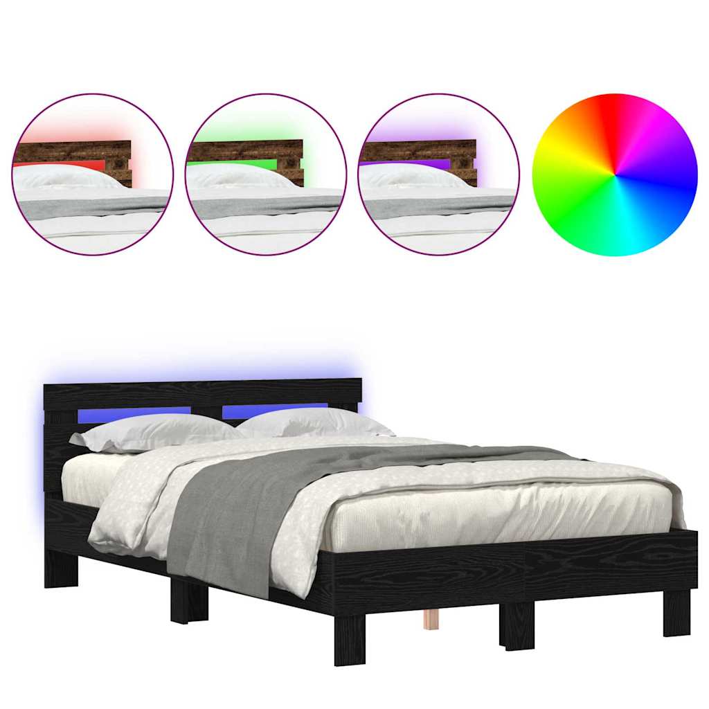 Bed Frame with Headboard Black oak 120 x 190 cm Engineered wood