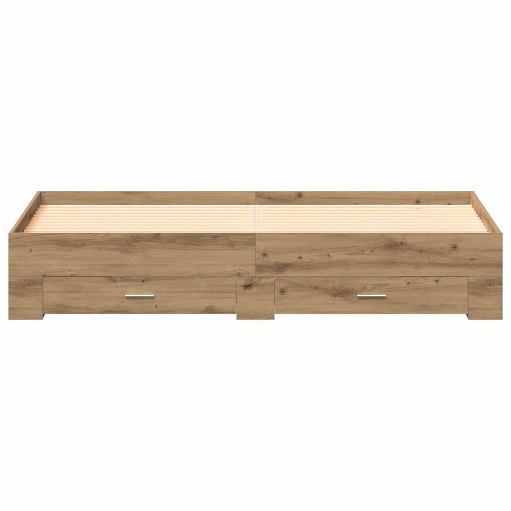 Bed Frame with Drawers Artisan oak 180 x 200 cm Engineered wood