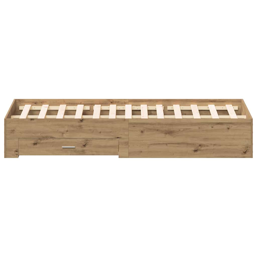 Bed Frame with Drawers Artisan oak 180 x 200 cm Engineered wood