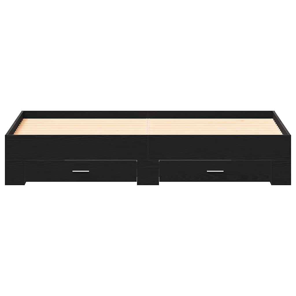 Bed Frame with Drawers Black oak 180 x 200 cm Engineered wood