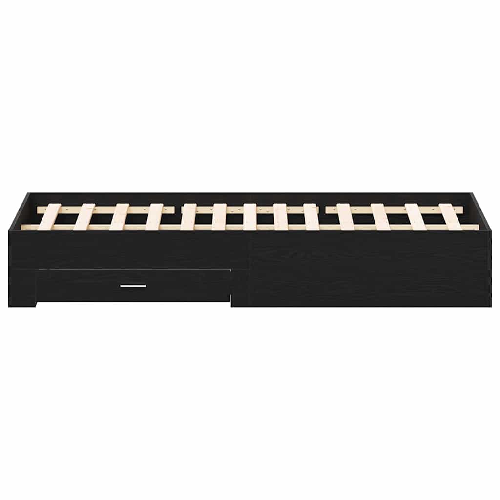 Bed Frame with Drawers Black oak 180 x 200 cm Engineered wood