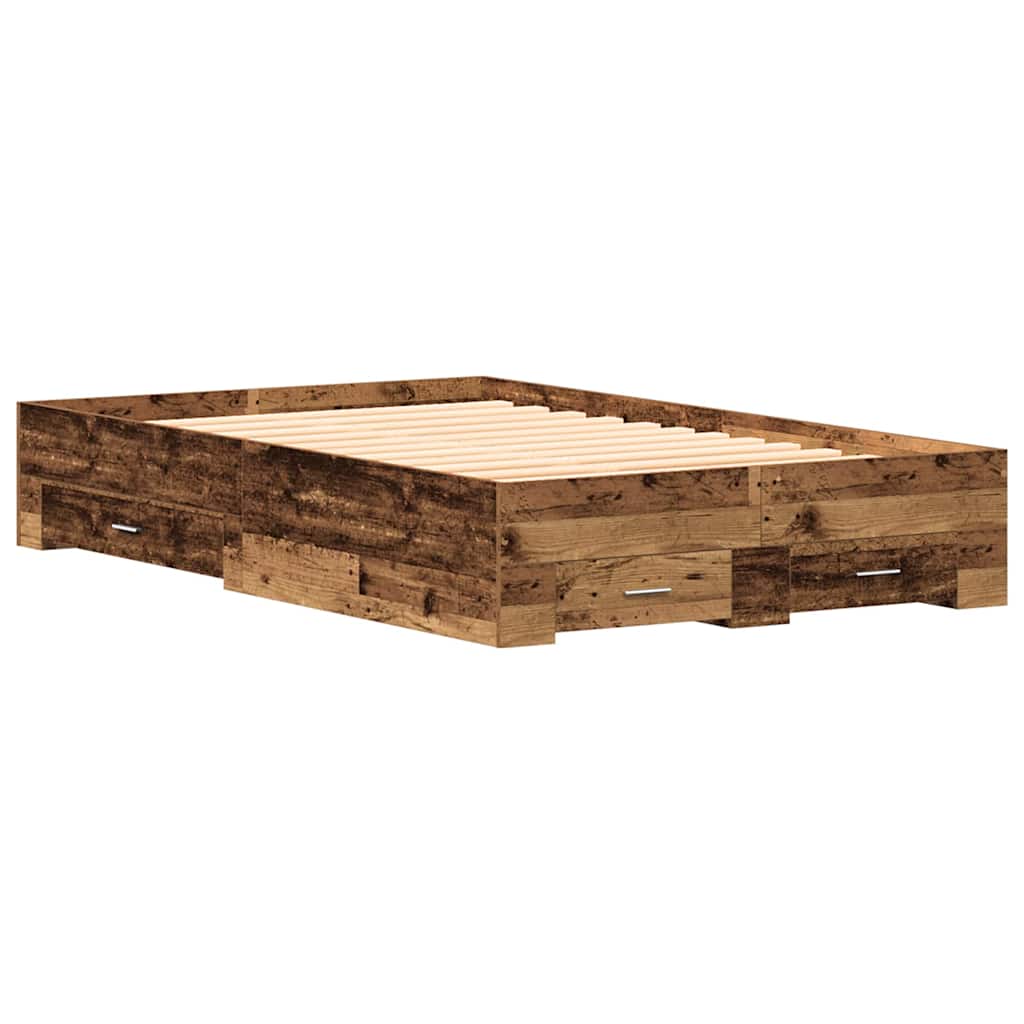 Bed Frame with Drawers Old wood 120 x 200 cm Engineered wood