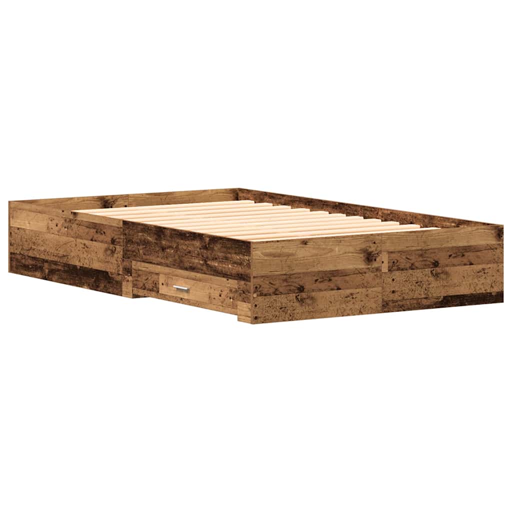 Bed Frame with Drawers Old wood 120 x 200 cm Engineered wood