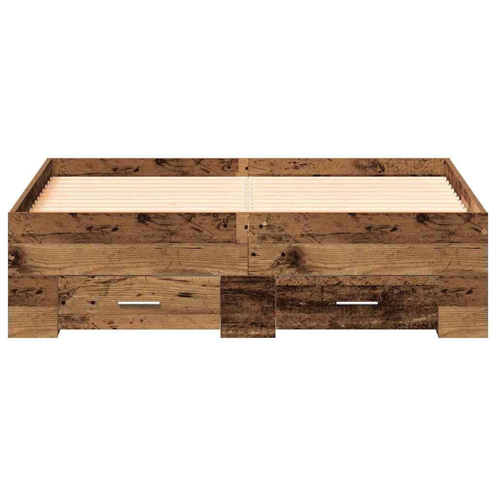 Bed Frame with Drawers Old wood 120 x 200 cm Engineered wood