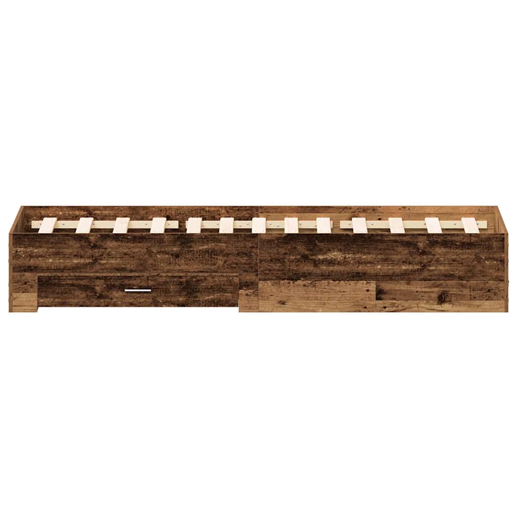 Bed Frame with Drawers Old wood 120 x 200 cm Engineered wood
