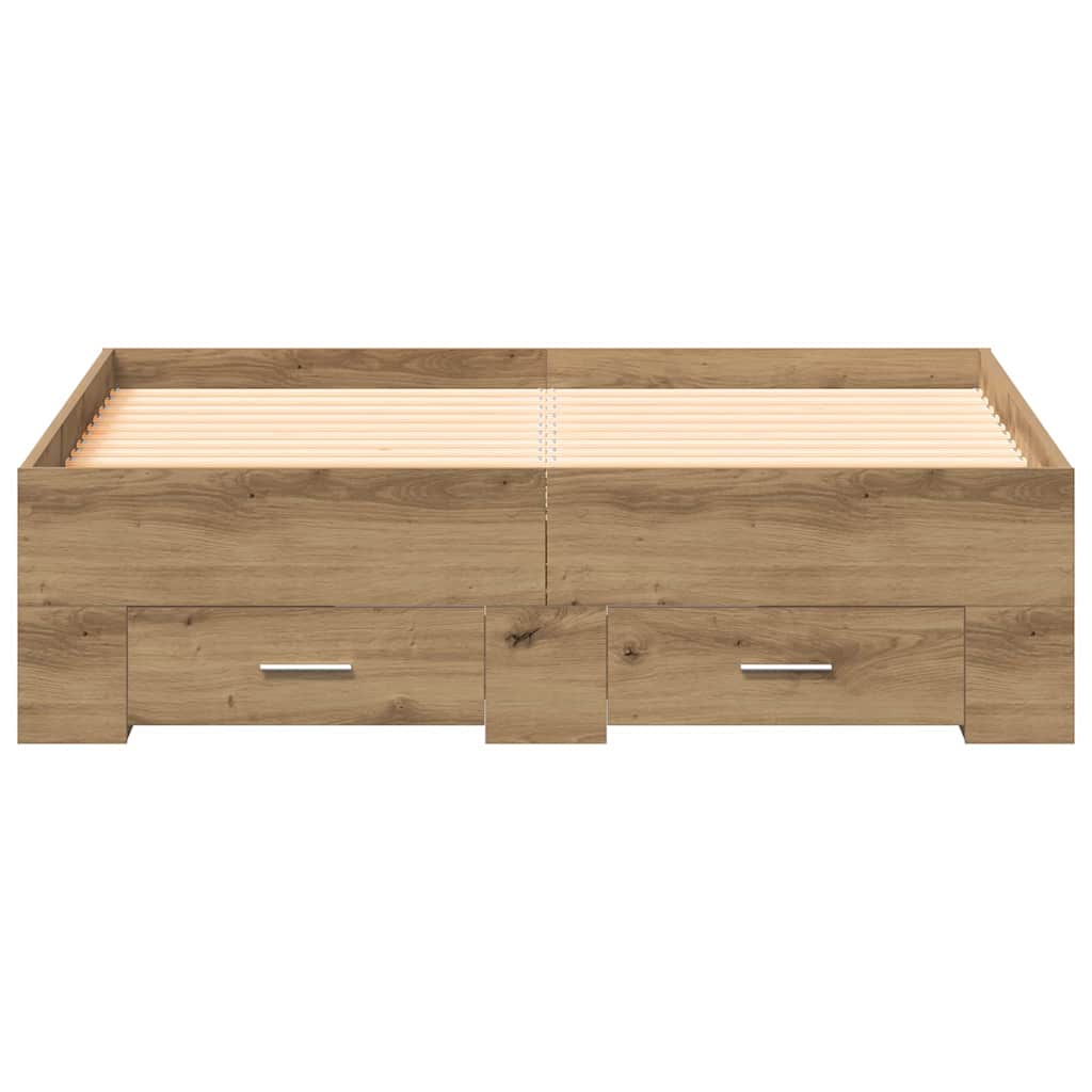 Bed Frame with Drawers Artisan oak 120 x 200 cm Engineered wood