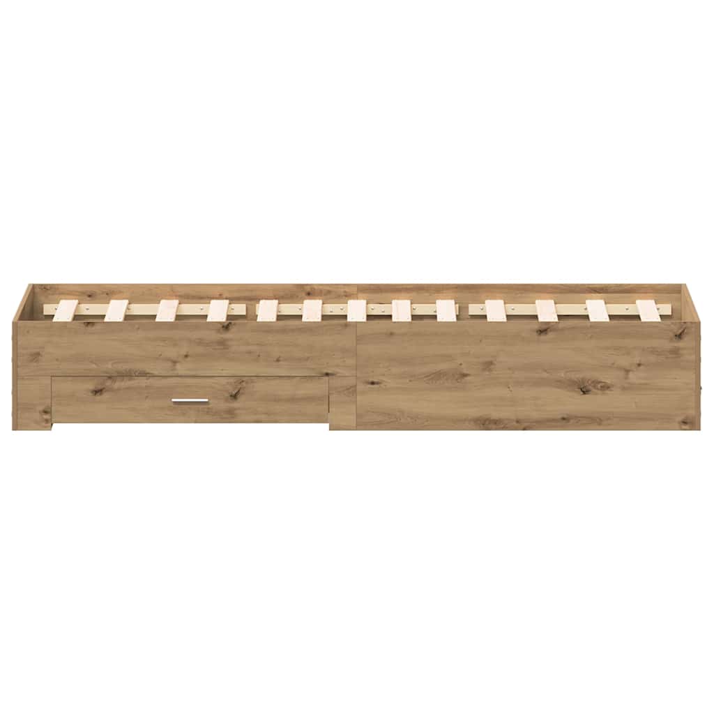 Bed Frame with Drawers Artisan oak 120 x 200 cm Engineered wood