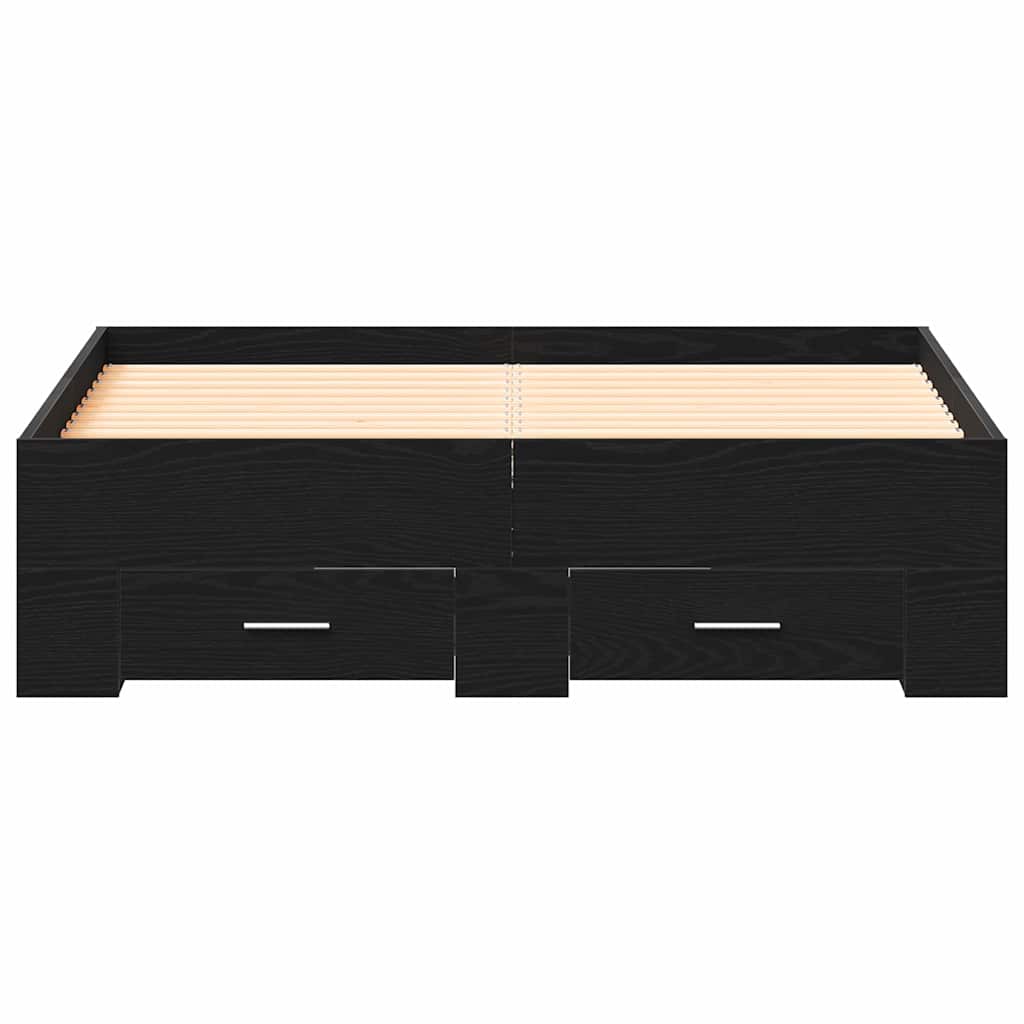 Bed Frame with Drawers Black oak 120 x 200 cm Engineered wood