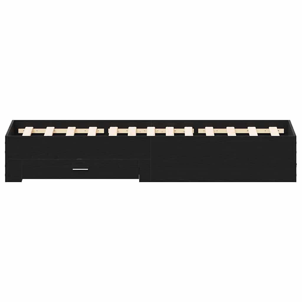 Bed Frame with Drawers Black oak 120 x 200 cm Engineered wood