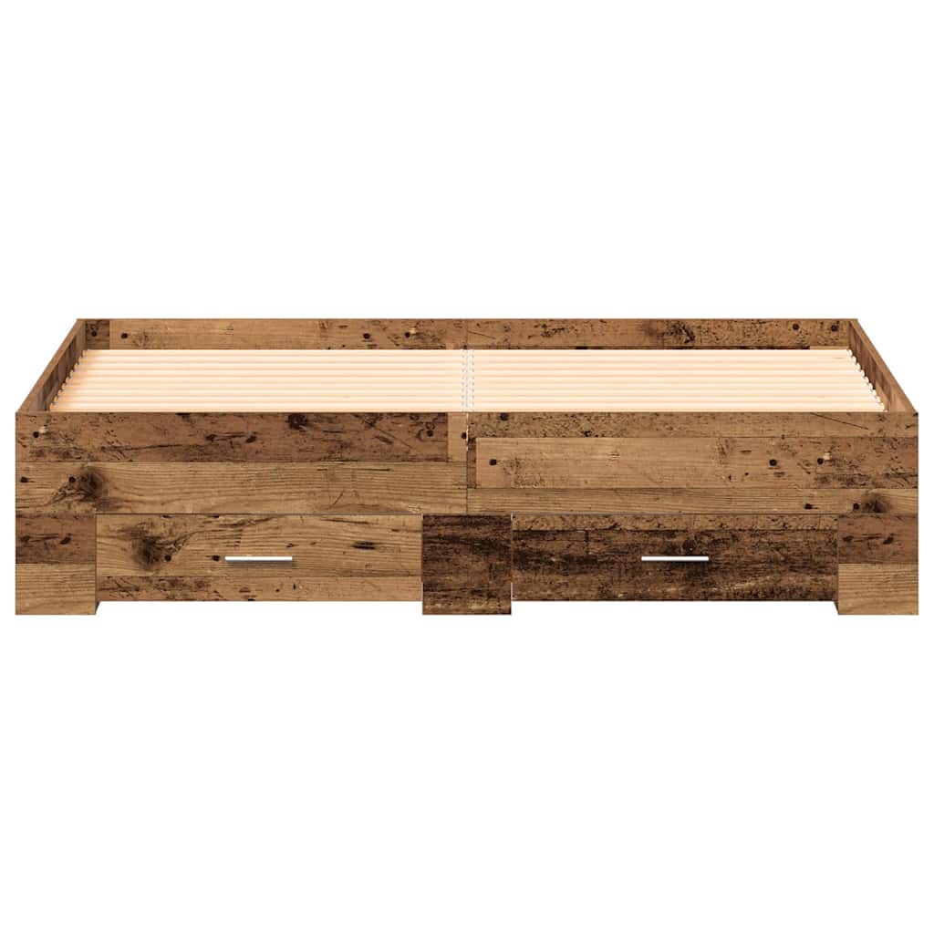 Bed Frame with Drawers Old wood 140 x 190 cm Engineered wood