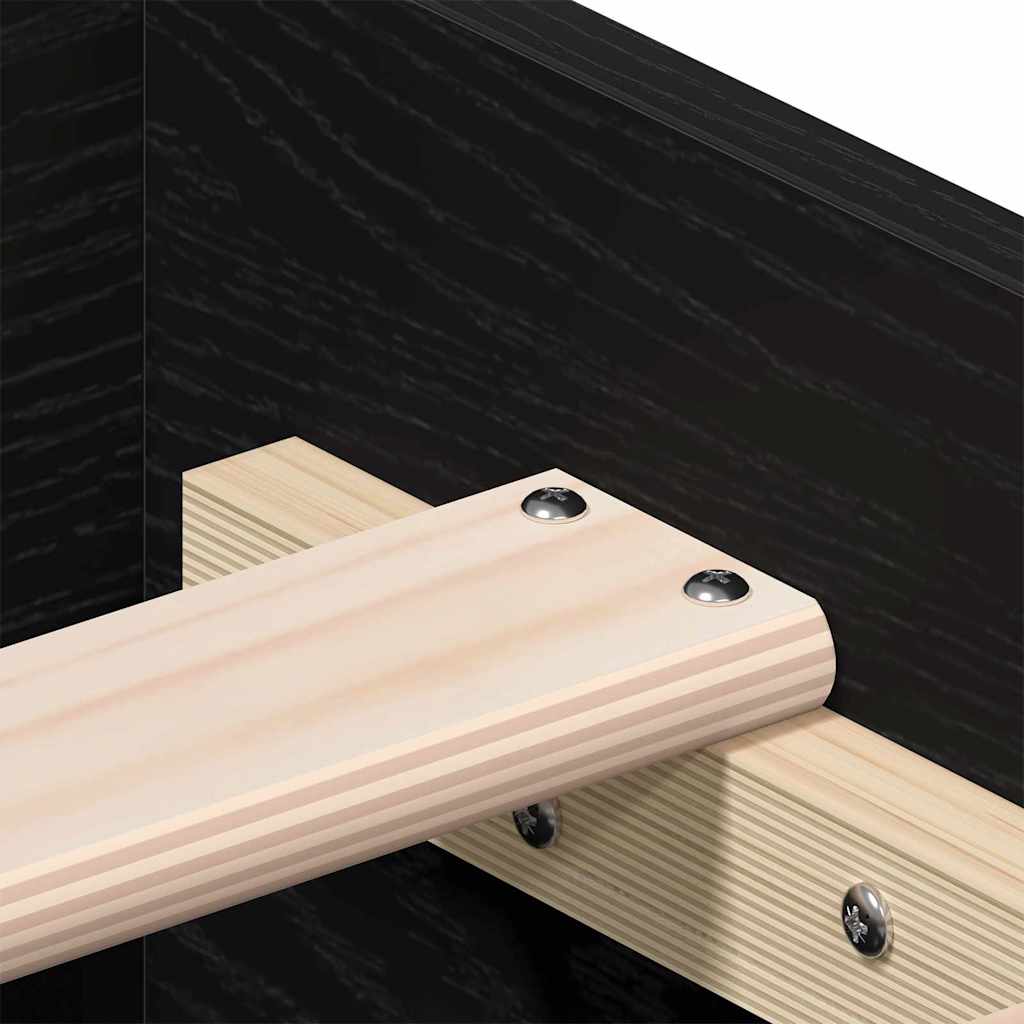 Bed Frame with Drawers Black oak 140 x 190 cm Engineered wood