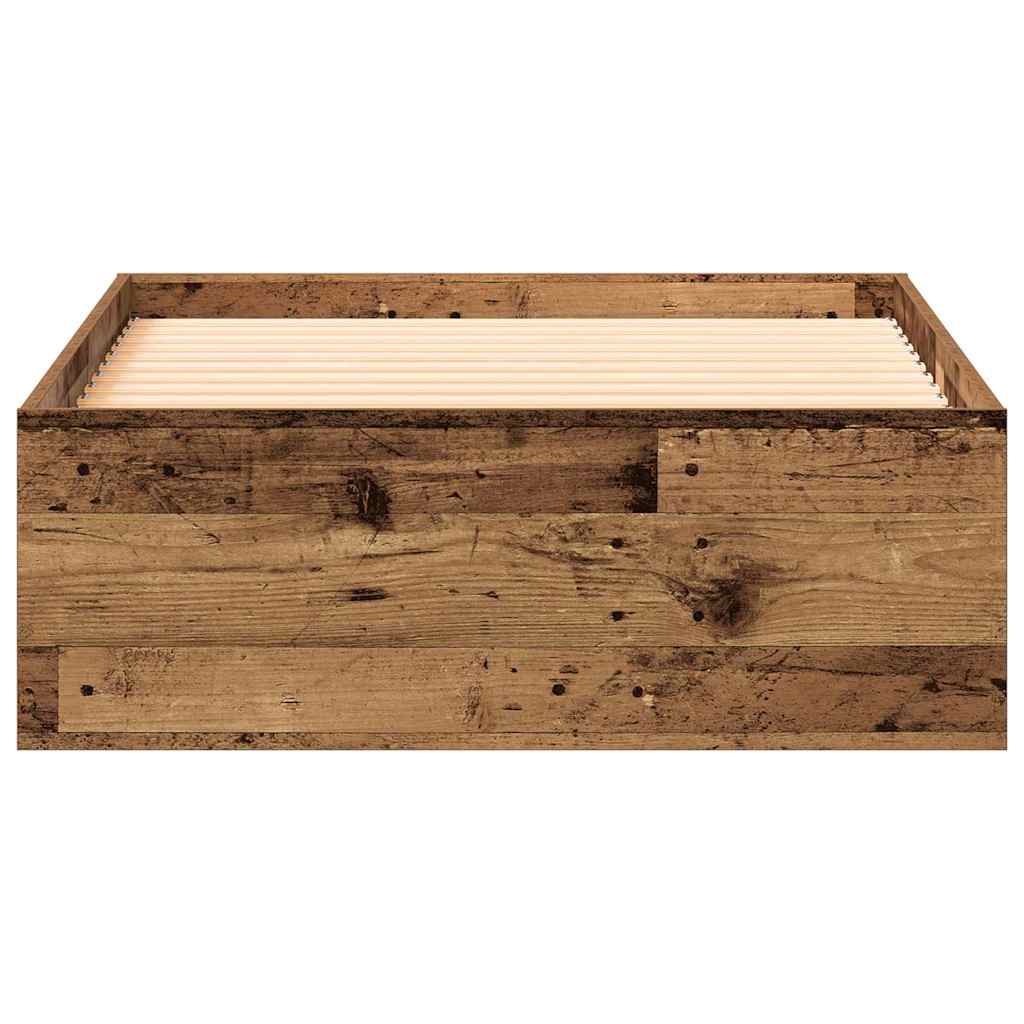 Bed Frame with Drawers Old wood 100 x 200 cm Engineered wood