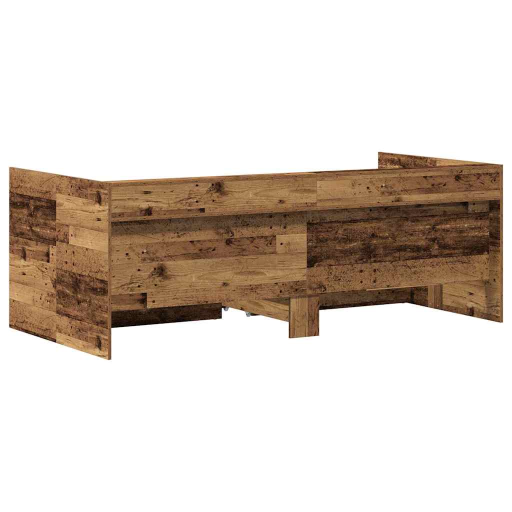 Daybed Frame with Drawers Old wood 100 x 200 cm Engineered wood