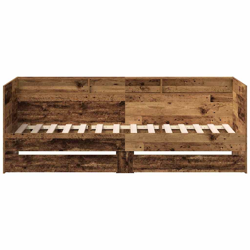 Daybed Frame with Drawers Old wood 100 x 200 cm Engineered wood