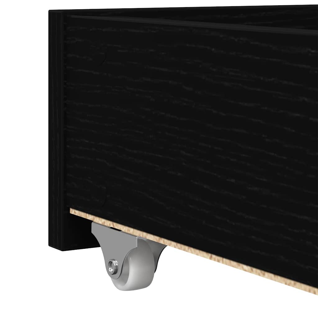 Daybed Frame with Drawers with Headboard Black oak 100 x 200 cm