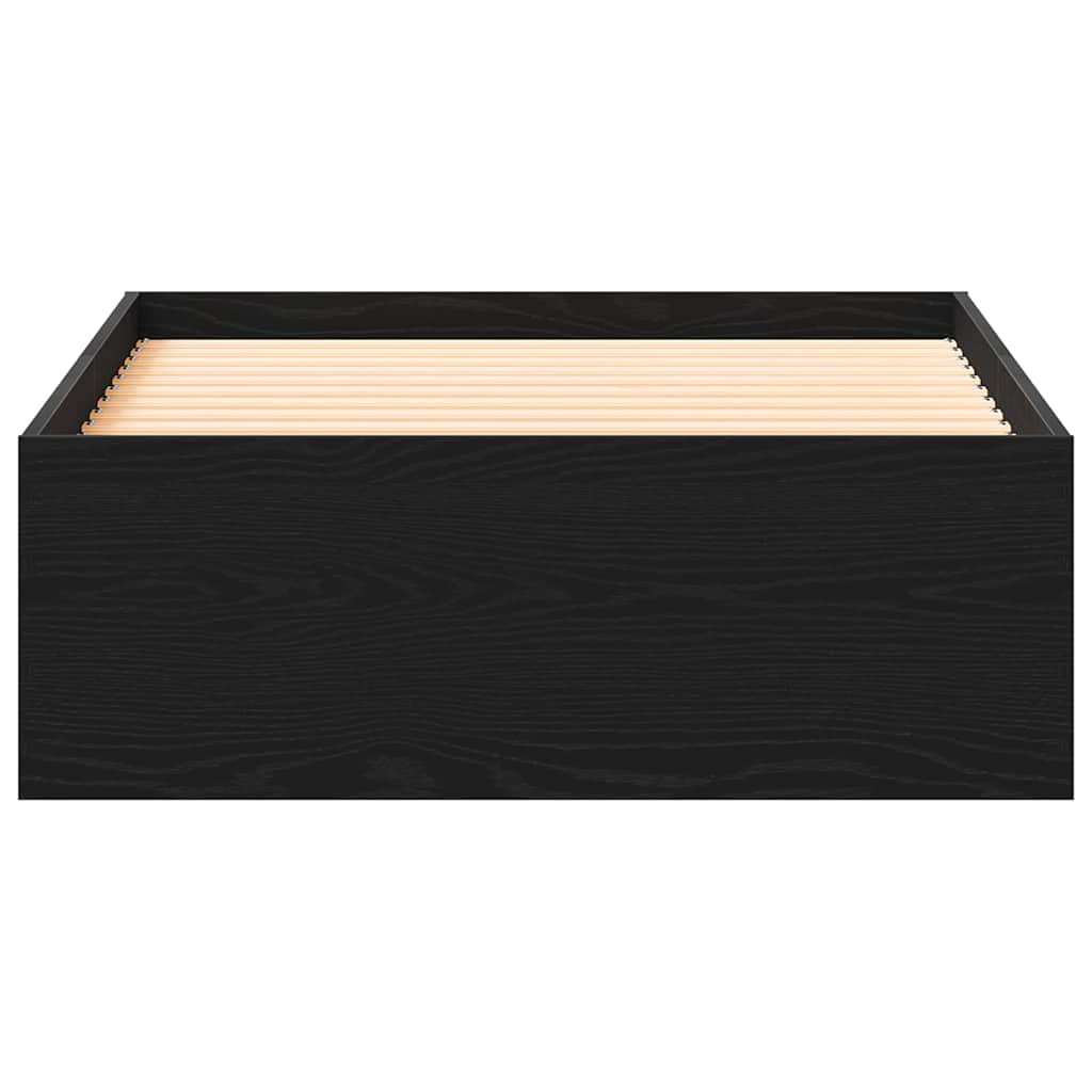 Bed Frame with Drawers Black oak 90 x 190 cm Engineered wood