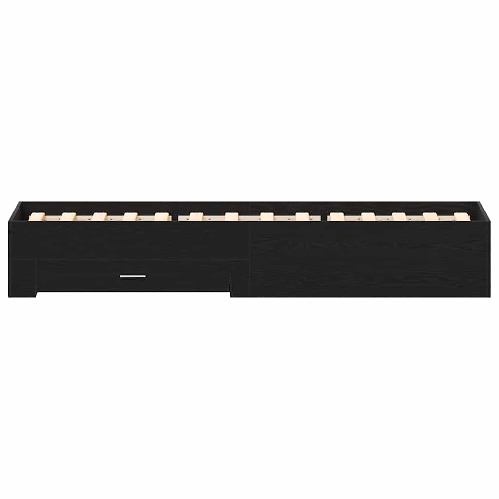 Bed Frame with Drawers Black oak 90 x 190 cm Engineered wood