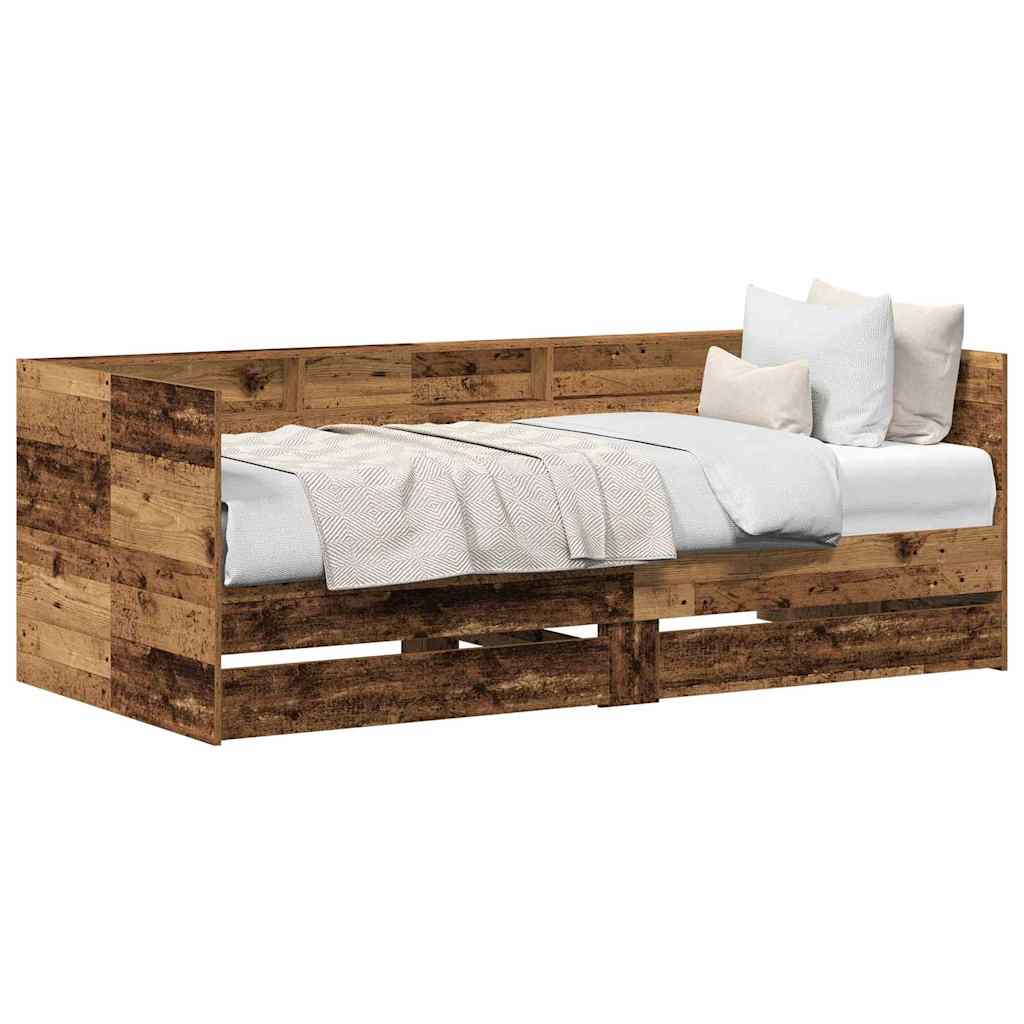 Daybed Frame with Drawers Old wood 90 x 190 cm Engineered wood